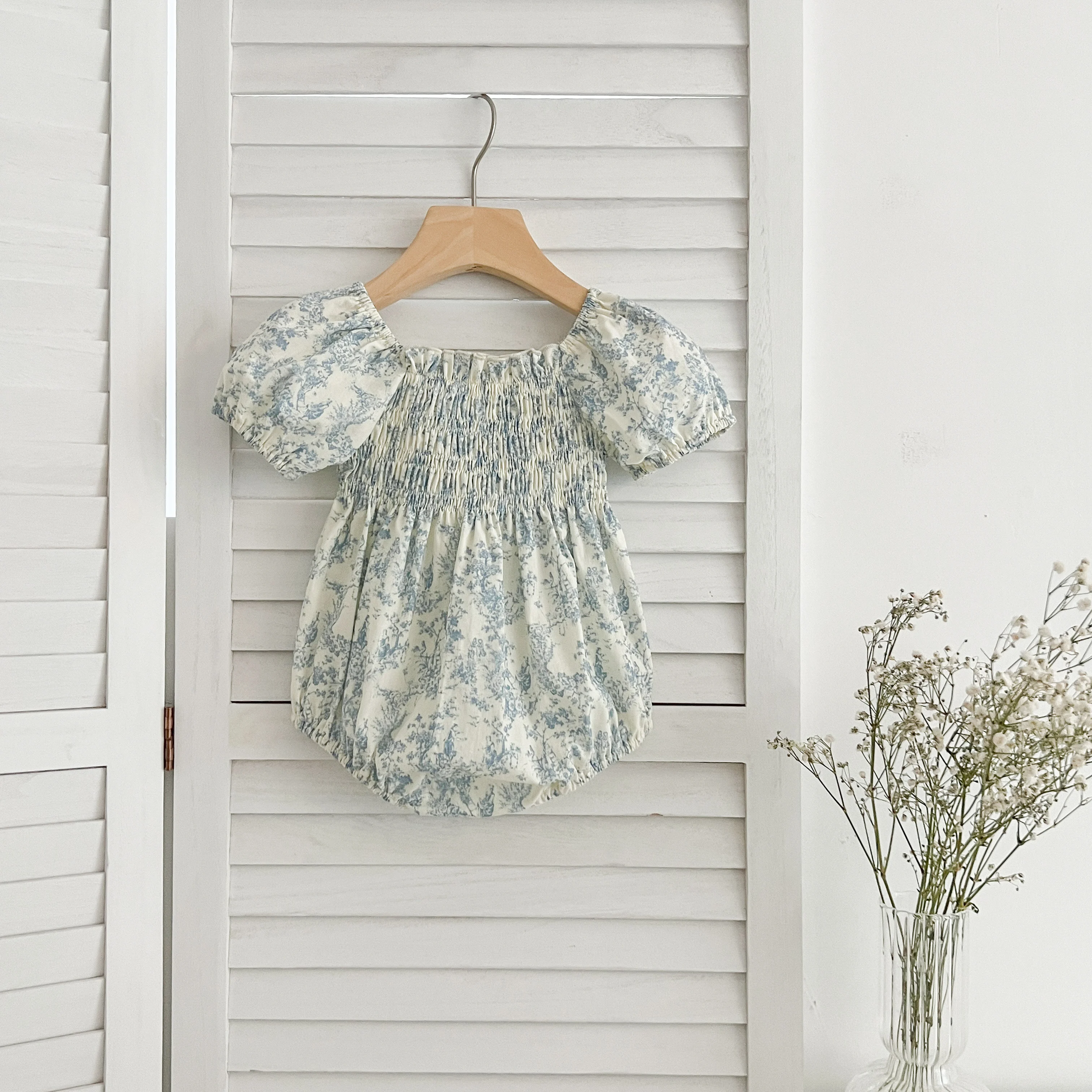 Sommer Schwester Kleid Infant Neugeborenes Baby Mädchen Kleidung Schwester Weibliche Baby Kleine Gebrochene Blaue Blume Kurzarm Strampler Kleidung ﻿ – Detail 16