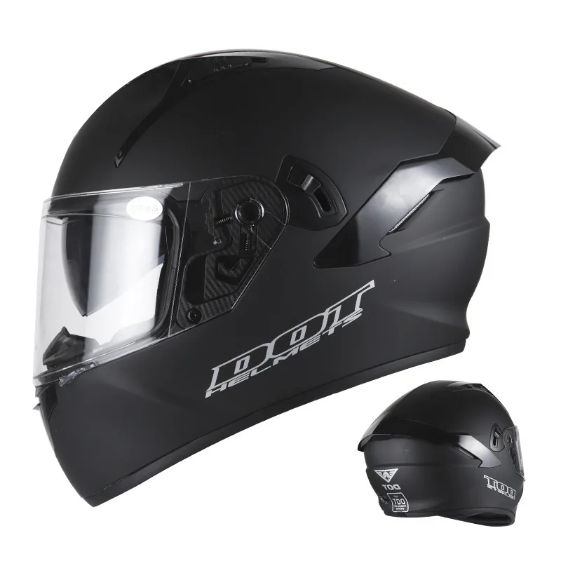 Men's Motorcycle Full Face Helmet Double Lens Large Tail Spoiler National Standard Safety Hard Hat capacetes para moto