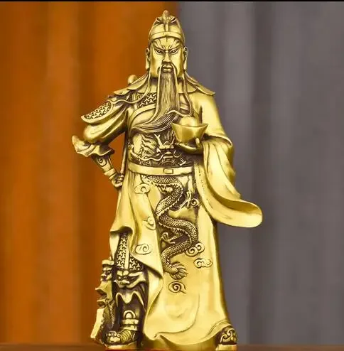 Pure brass Guan Gong Buddha statue decoration for home decoration and gift opening Guan Yu Guan Er Ye Wu Cai Shen statue