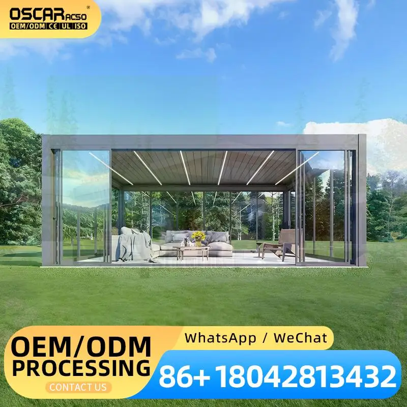 20X25 Outdoor Aluminum Bioclimatic Motorized Electric Pergola with Blinds for Balcony Patio Garden pergola