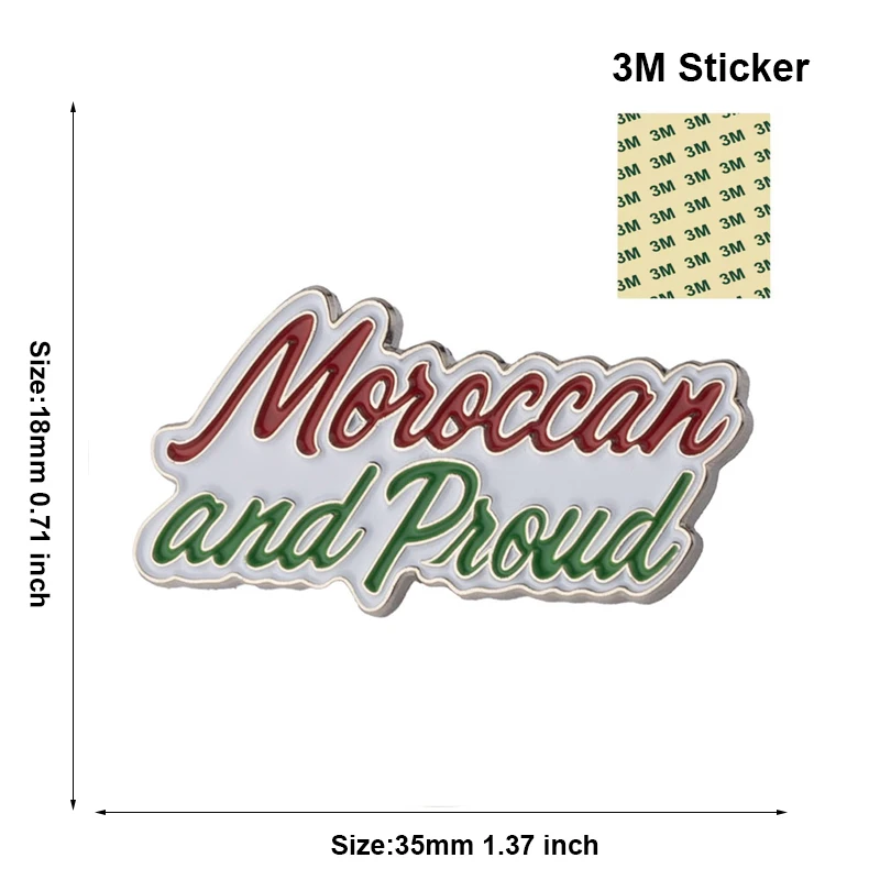 Moroccan and Proud Mobile Phone 3M Sticker Badge Metal Pin Broooches Pins