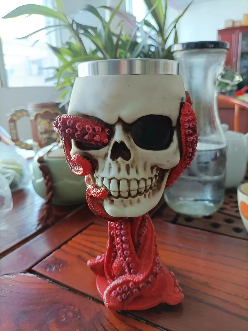 Octopus skull quirky alien mug Halloween stainless steel beer cup
