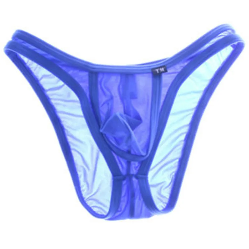 

Men's Low Waist Sheer Mesh Bikini Briefs U-Pouch High Elastic Breathable Underwear