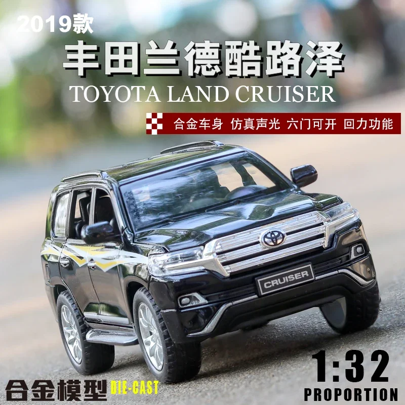 Diecast 1:32 Toyota Land Cruiser Autos Metall Modell Sound Und Licht Zurückziehen Kinder Spielzeug Für kinder Autos Maschine ToyFashion