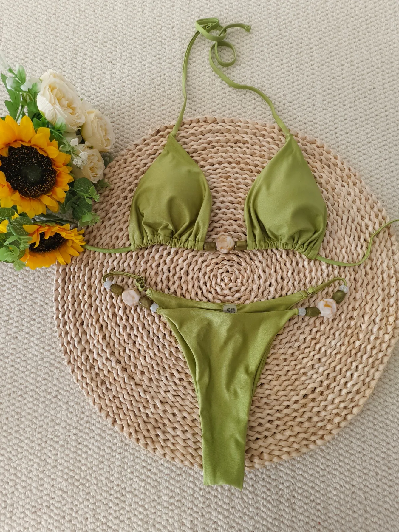 

Бикини-халтер 2026 Stone, женский сексуальный бразильский купальник, пляжная одежда для плавания