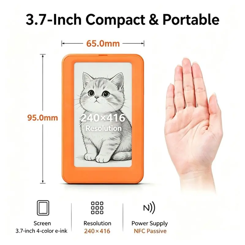 A08R Refrigerator Magnet E-Ink Screen Card DIY Photo Tag Smart Design Customizable Backpack Image
