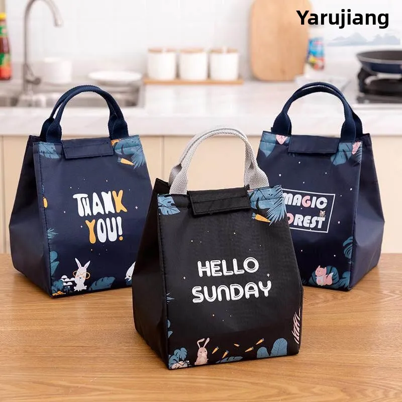 Thickened Aluminum Foil Insulated Lunch Bag Canvas Handbag Portable Bento Box Bag for Students And Office Workers with Lunch ...