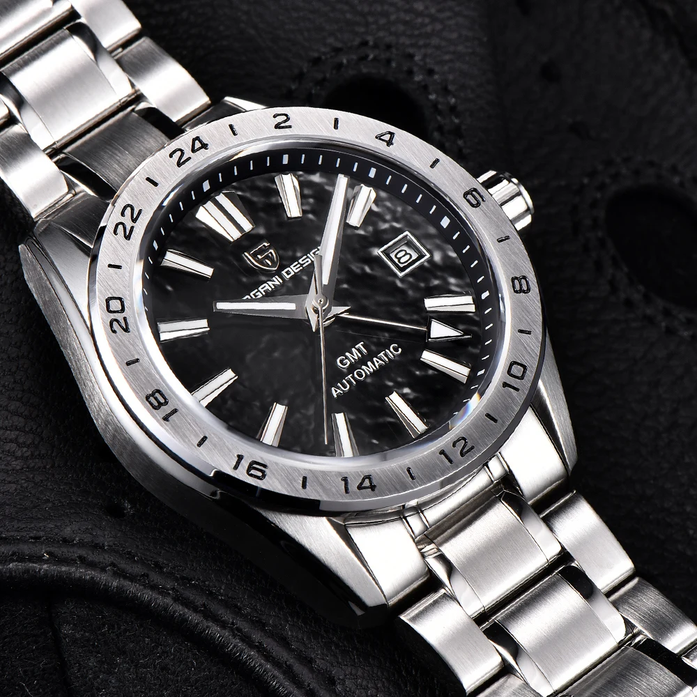 

Мужские механические часы PAGANI DESIGN New GMT, водонепроницаемые до 100 м, с сапфировым стеклом, автоматические, модель PD-1792, Relogio Masculino