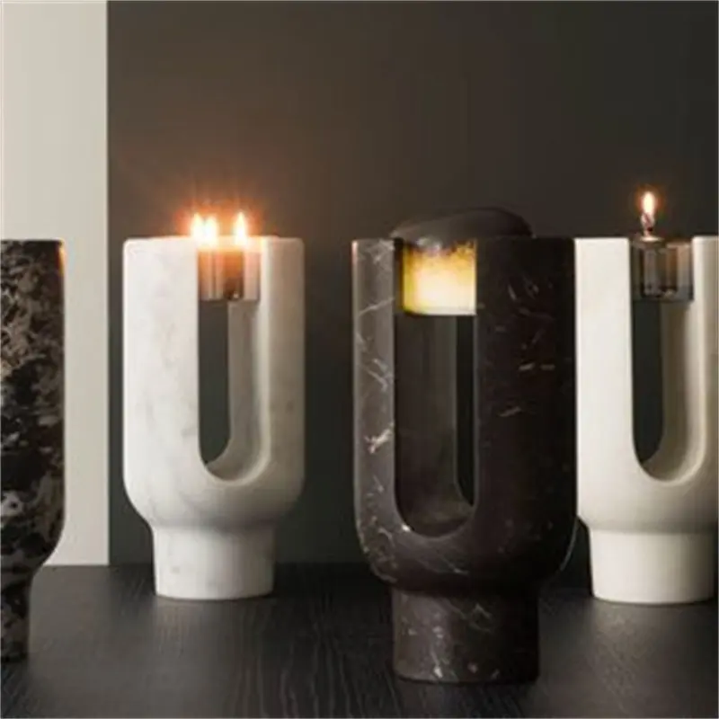 Yellow hole marble props bedroom bathroom dining table decorations candle holder ornaments