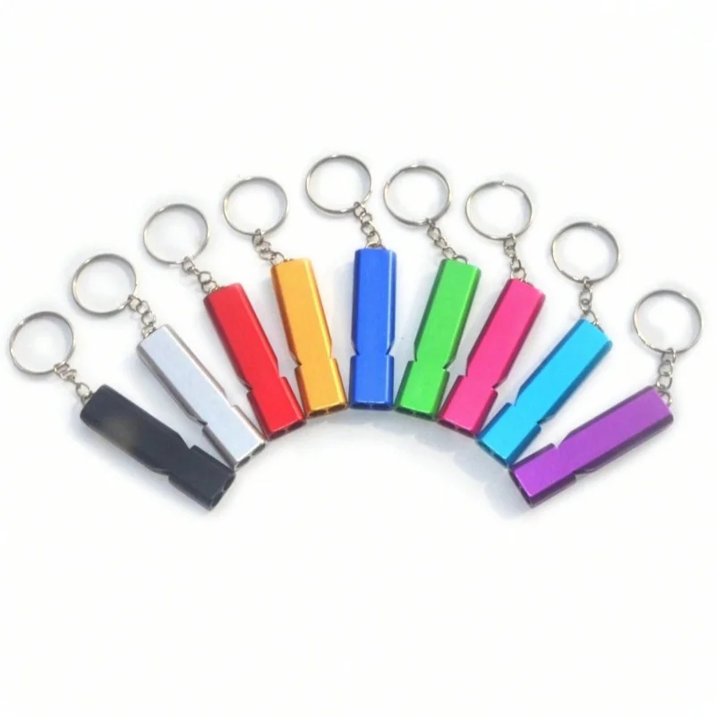 Portable Aluminum Alloy Safety Whistle, Double Tubes Survival Whistle, Outdoor Tool Whistle for Hiking Camping Hunting Fishing