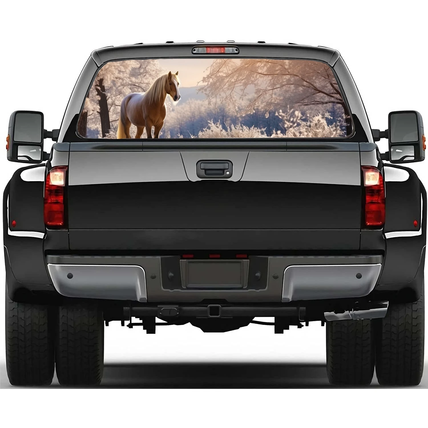 

Horse in Snowy Field Car Rear Window Decal Fit Pickup,Truck,Car Universal See Through Perforated Back Windows Vinyl Sticker