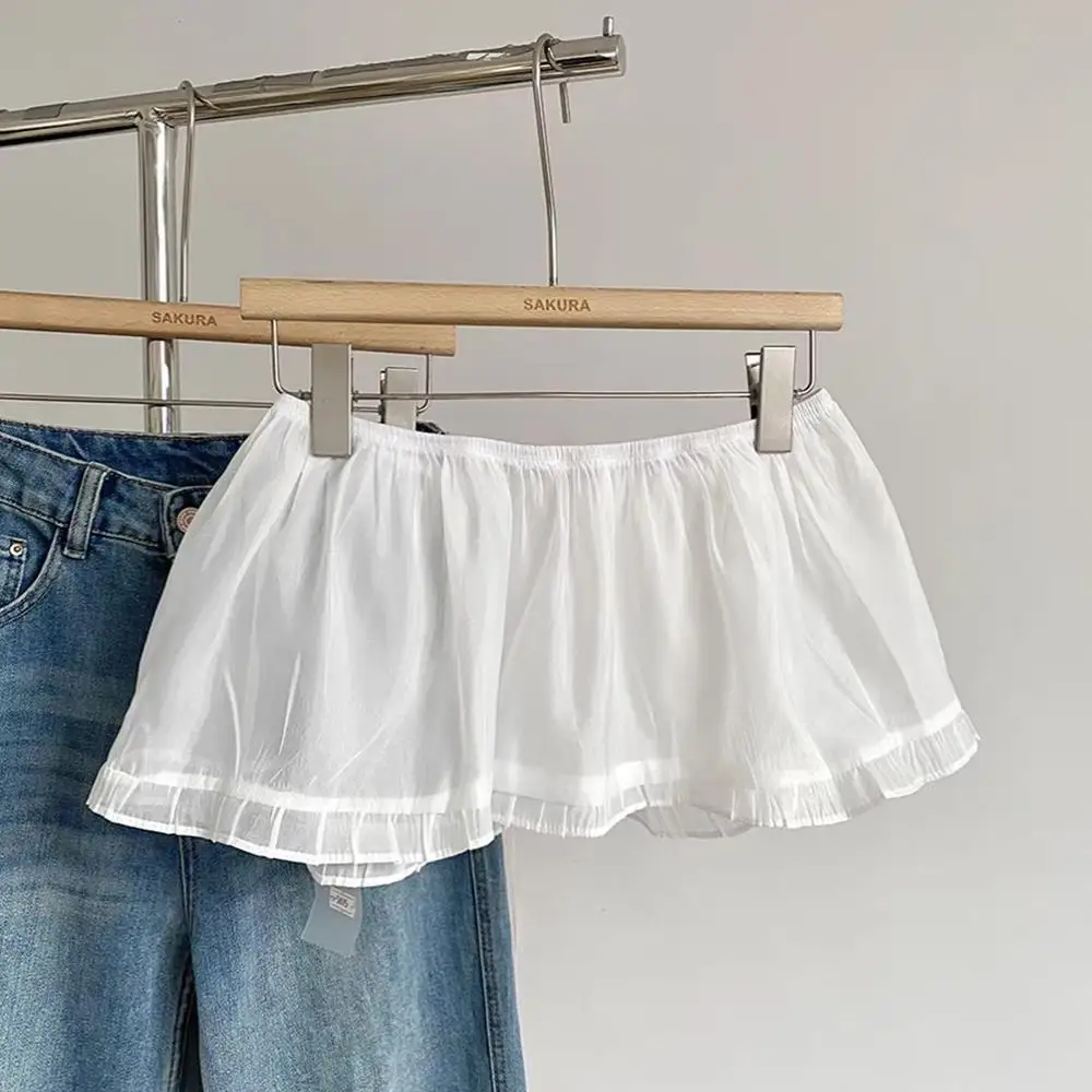 Korea Elastic Waist Drawstring Puffy Mini Skirt Plus Size Sle Lace-up Short Fart Curtain Skirt Fashion Spring Lace Stacked Skirt