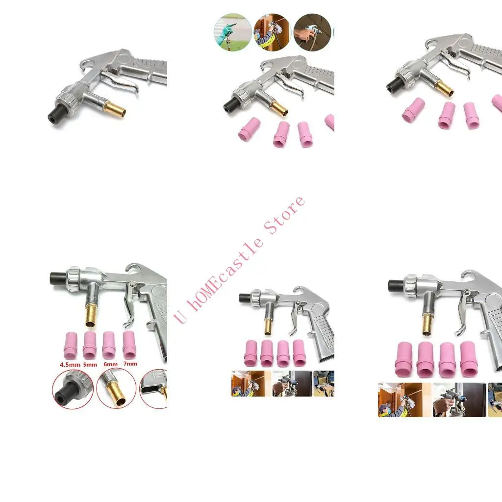 63HF Sandblasting Guns Compressed Air with 4Pcs Ceramic Nozzles Sand Blasting Guns