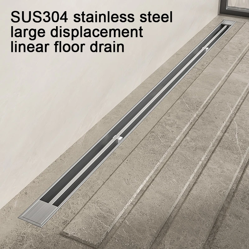 Stainless Steel Floor Drain Anti-Odor Shower Drain Brushed Narrow Linear Anti-Odor Drainage for Bathroom Kitchen