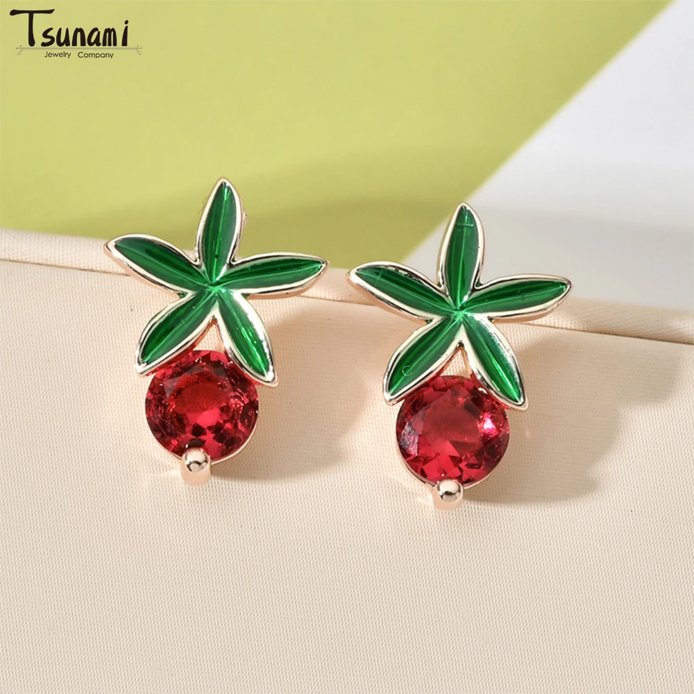 Daily Jewelry Creative Design Flower Plant Cubic Zircon Earrings Wedding Dress Collocation Jewelry Women Valentine's Day Gifts