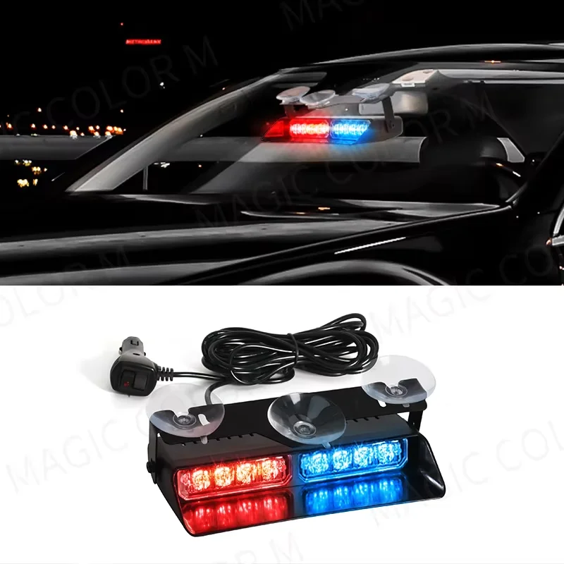 

Car Front Windshield Bar LED Strobe Lights Red Blue Amber White Emergency Warning Flashing Light For Vehicles Trucks Waterproof