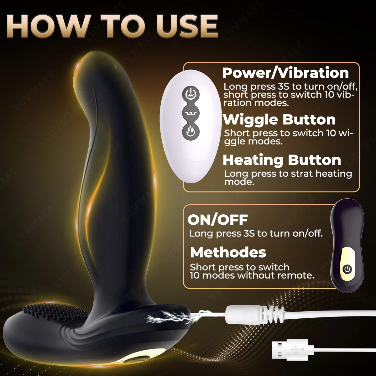 10 Wiggling Anal Plug Butt Plug Prostate Massager Male Sex Toys for Men Sex Toy Anal Vibrator Adult Toys Anal Dildo for Couples