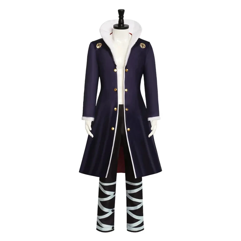 

v;7,e\6'Chrollo Lucilfer Cosplay Kuroro Rushirufuru Dark Blue Manga Trench White Plush Vertical Collar Pant Costume Hallh;3,p\5/