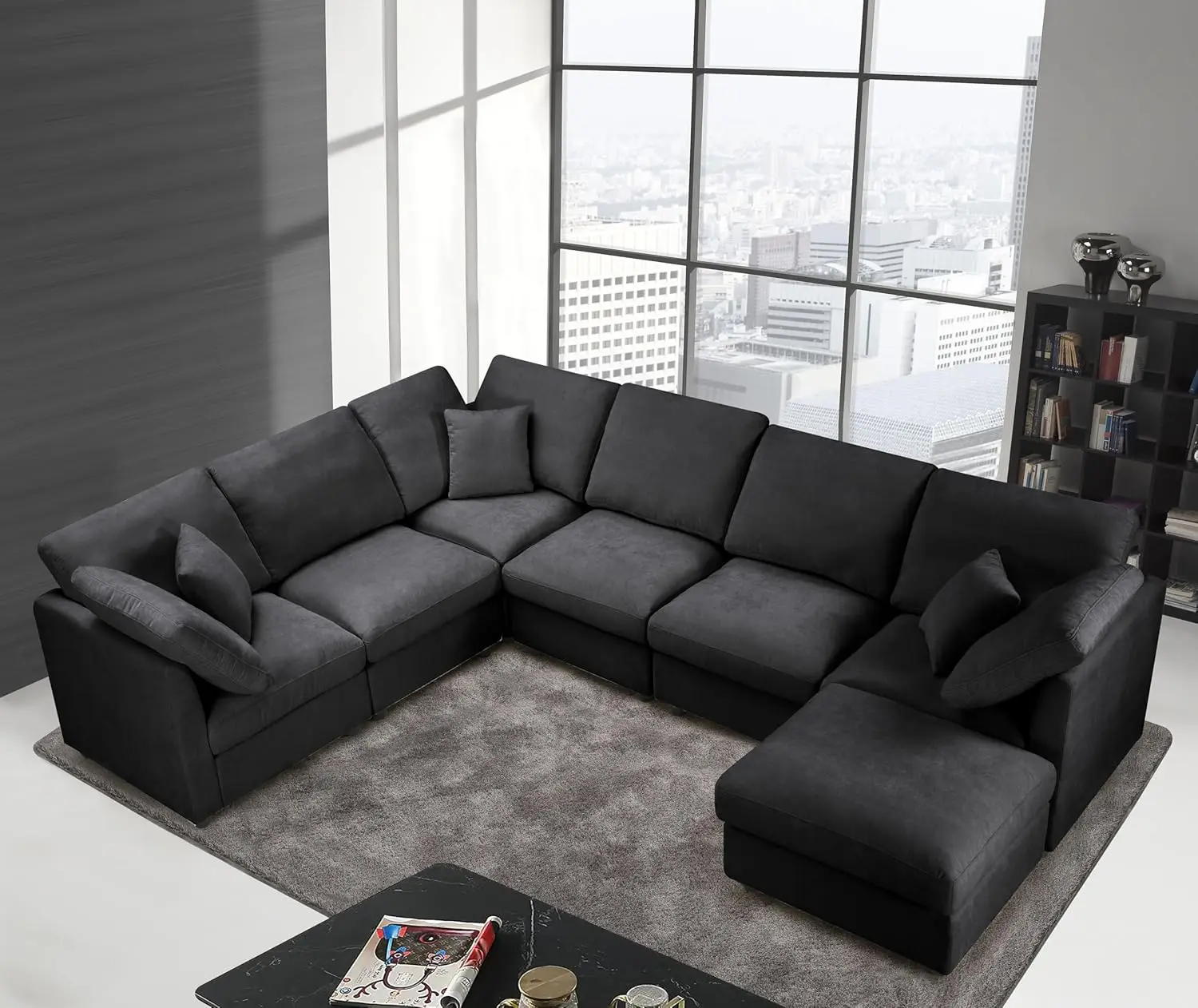 7 Seater Oversized Modular Sectional Sofa Deep Seat Cloud Couch With Reversible Chaise - Free Combination Convertible Lounge