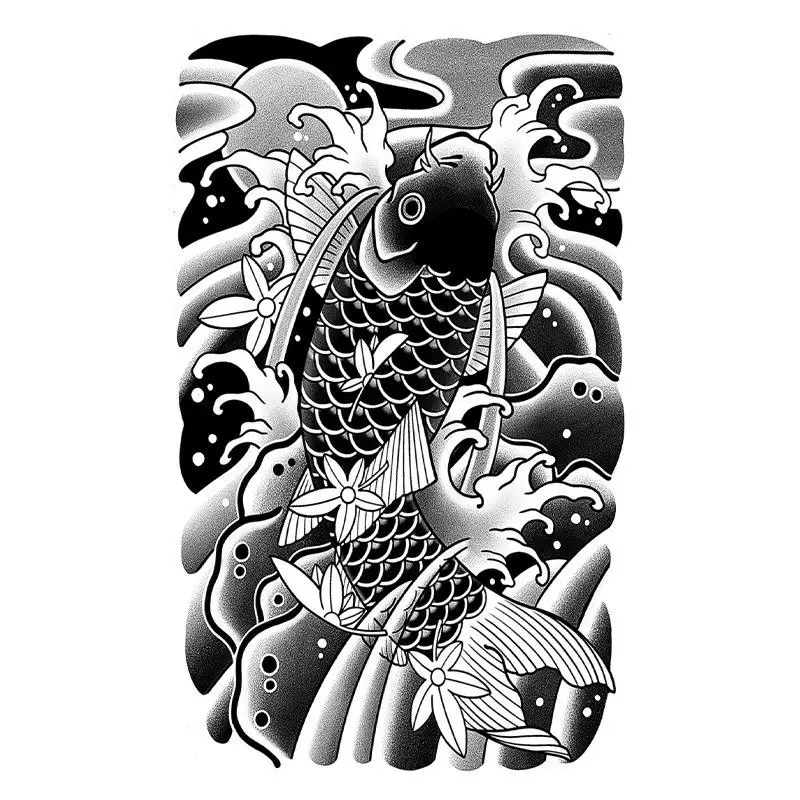 

Semi-Permanent Waterproof 3D Koi Fish Tattoo Stickers for Creative Body Art Displays