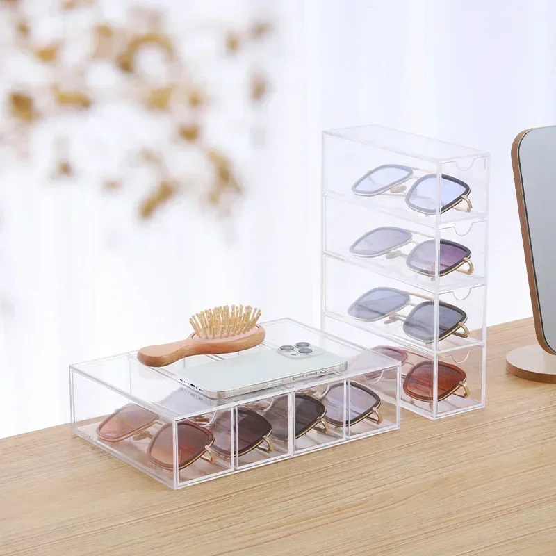 Clear Earring Storage Box Organizers Cosmetic Jewelry Storage Holder Multifunctional StorageBox with Drawer Organizing Cabinets