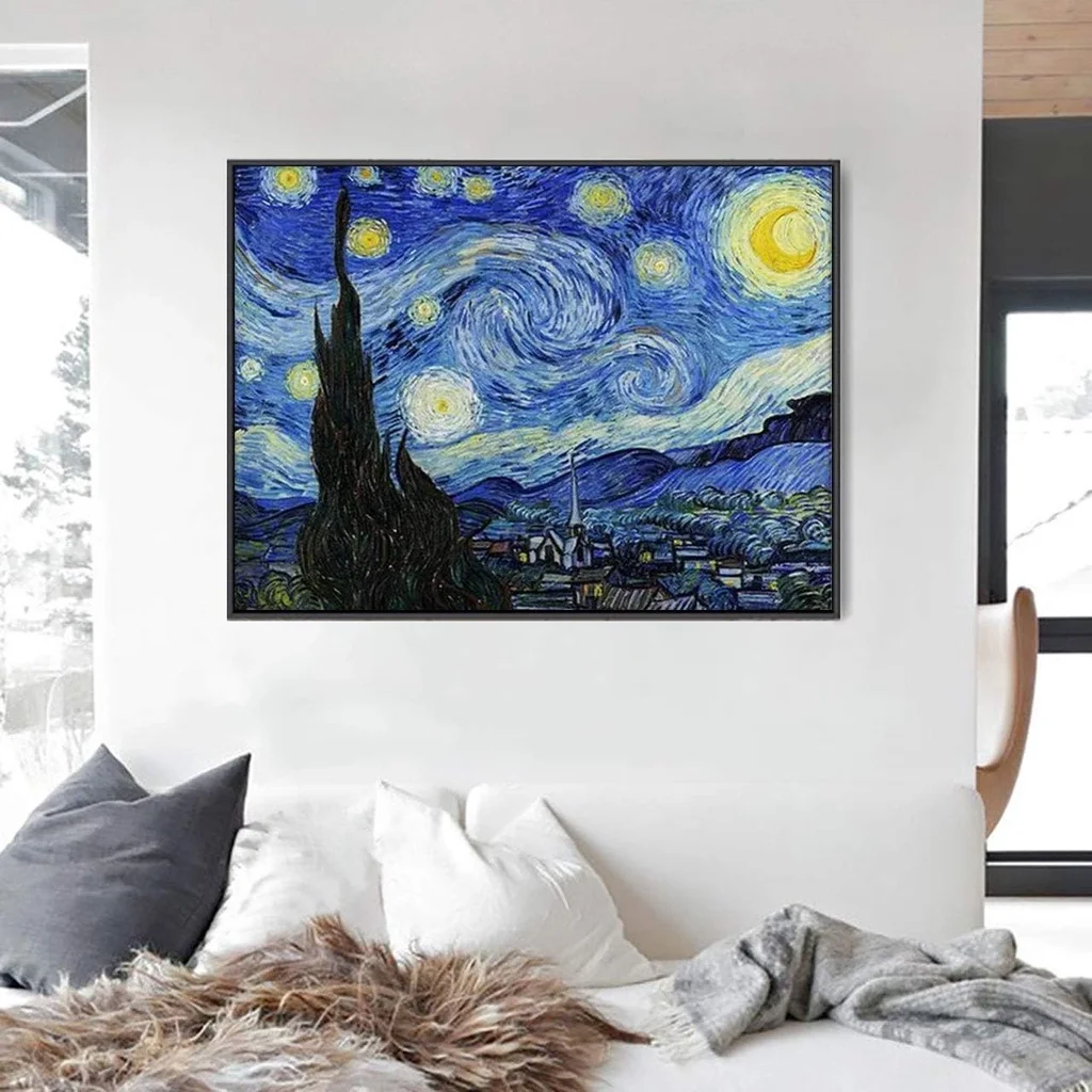 Yetişkinler için yıldızlı gece elmas boyama kitleri DIY 5D kitleri Van Gogh elmas sanat kiti Gem sanat zanaat ev duvar dekoru