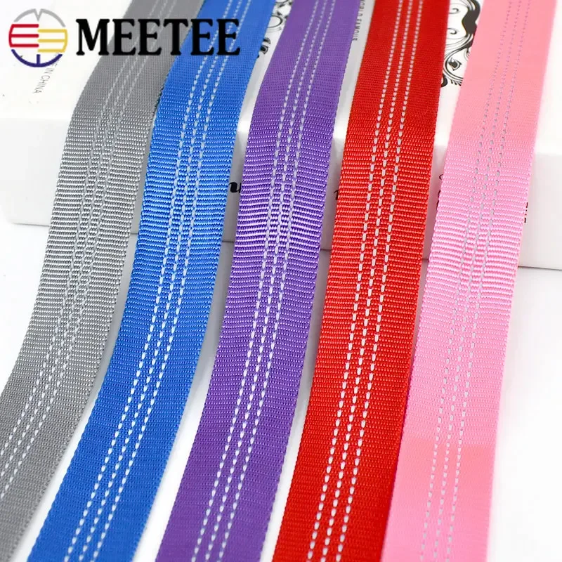 2/4/10M 25mm Reflective Tubular Webbing Tape Double-layer Ribbon For Bag Belt Backpack Strap Bias Binding DIY Sewing Accessories