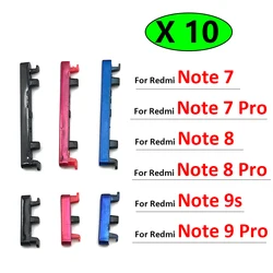 10 pièces/lot, bouton d'alimentation + bouton latéral de volume pour Redmi Note 7 8 9 9S Pro, pièces de rechange