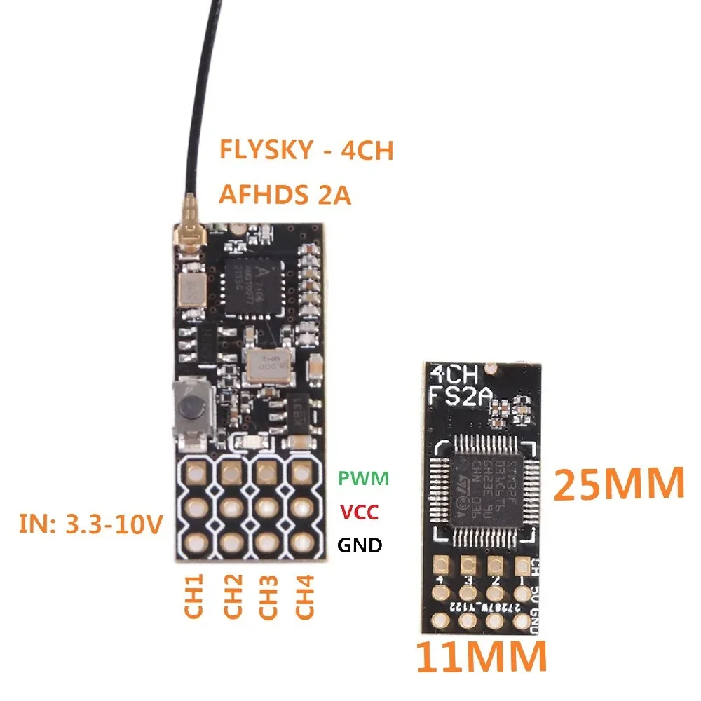 FS2A 4CH AFHDS 2A Мини-совместимый приемник ШИМ-выход для передатчика Flysky i6 i6X i6S/FS-i6 FS-i6X FS-i6S оптом