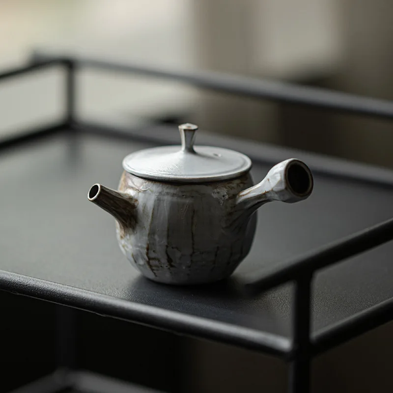 Jingdezhen Pure Handmade Ceramic Side Handle Pot, Japanese Powder Tea Maker, Small Teapot, Single Pot For One Person