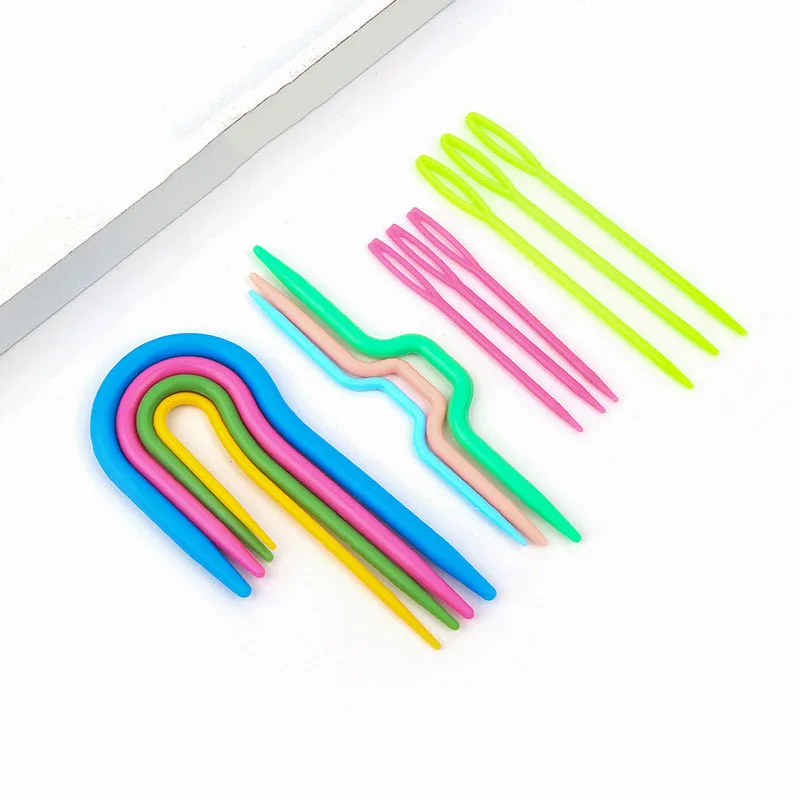 Plastic Sewing Needles Wool Embroidery U-shaped twist Needle for Crafts Clothing Shoes DIY Kniting Tool Cusp Curved Crochet Hook