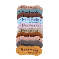 20PCS Handmade Sewing Accessories PU Leather Clothes Tags Label Hand Made With Love Garment Labels
