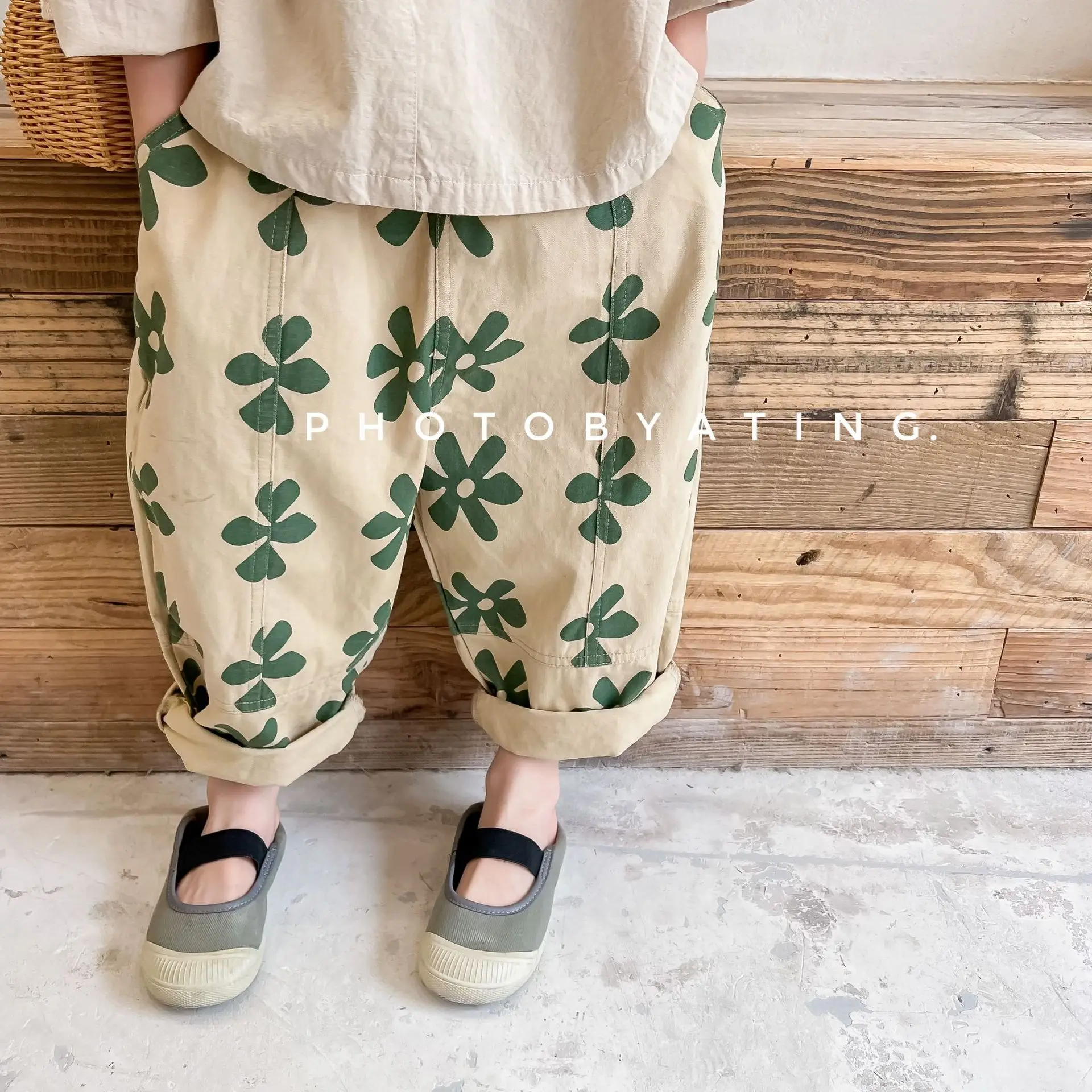 2025 New Children Casual Pants Girls Fashion Flower Print Harem Pants Kids Loose Trousers Vintage Boys Pants Autumn Clothes