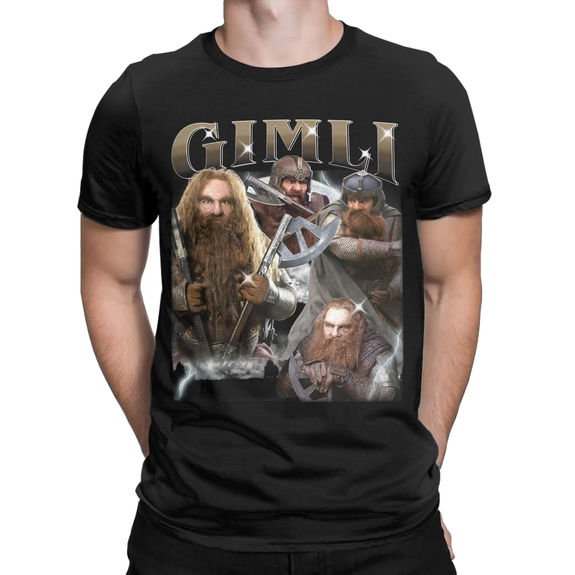 L-Lords Of The R-Rings Gimli T-Shirts Men  Fashion 100% Cotton Tee Shirt Crewneck Short Sleeve T Shirt Gift Clothes