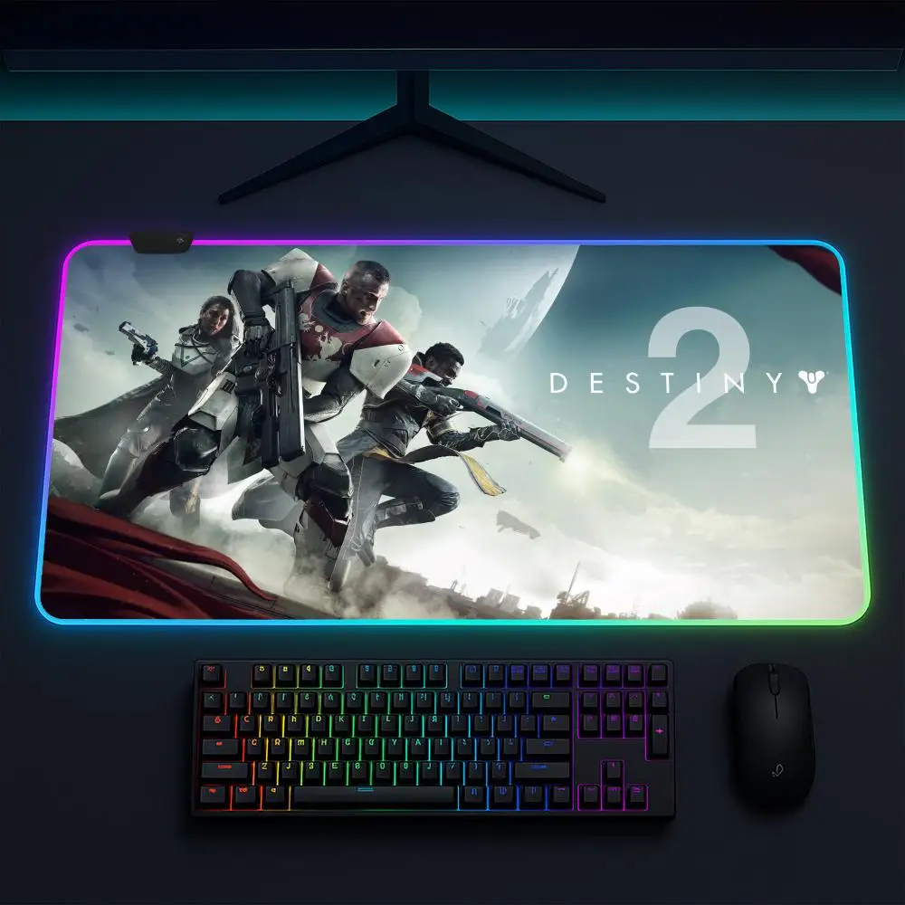 DESTINY 2 Mouse Pad Anime Gaming Mouse Pad LED Table Pads Backlit Rubber Desktop XXL RGB Desk Mats