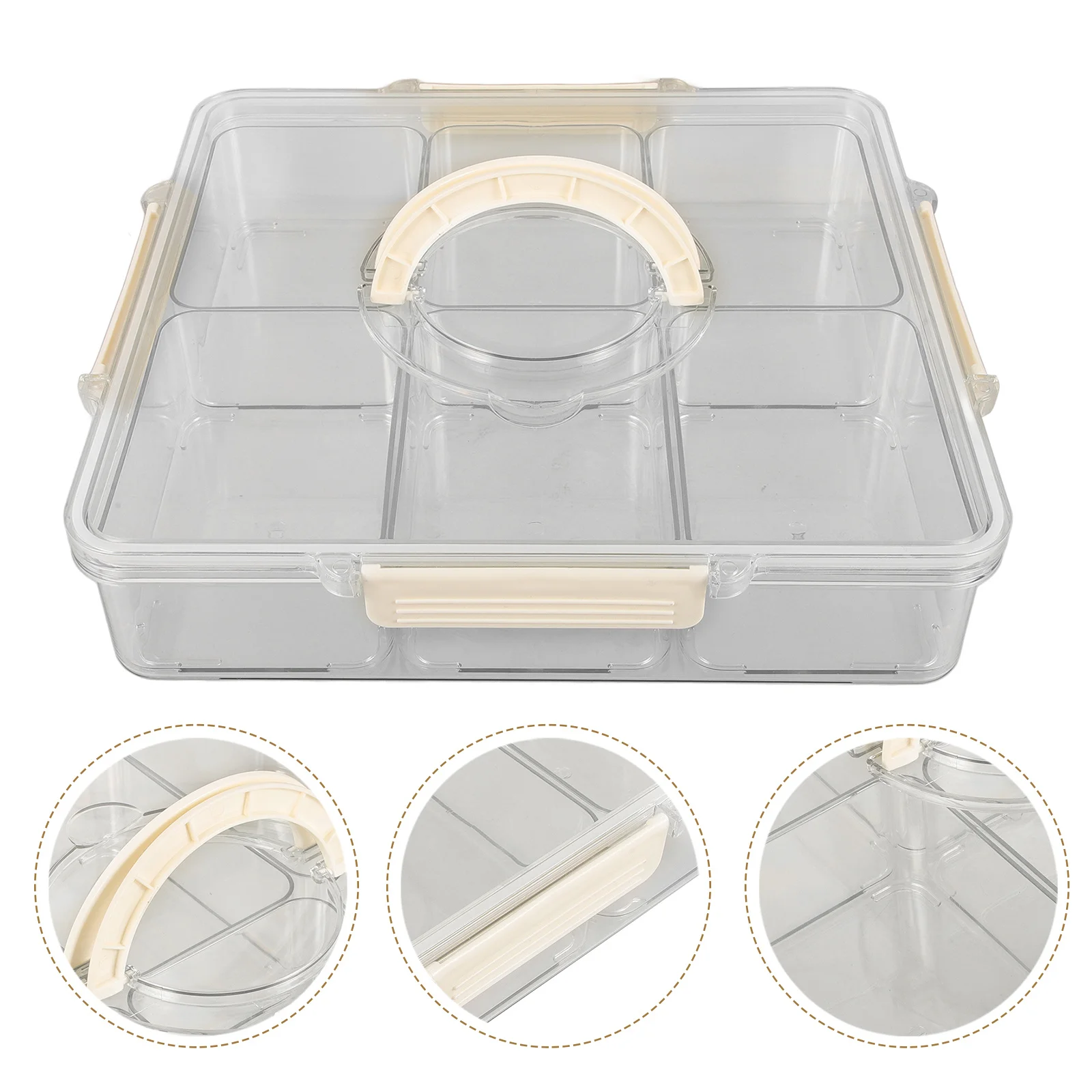 

6 Compartments Snack Box Container Divided Tray Lid Portable Organizer Parties Picnic Candy Fruit Nut Reusable Serving Platter