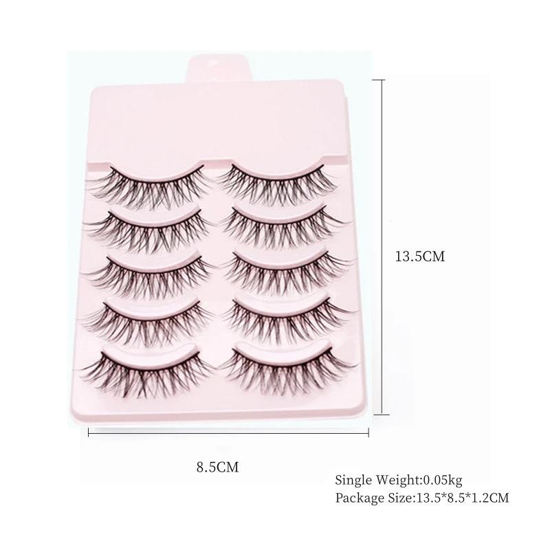 5 pares de cílios postiços estilo cômico cos de aparência natural, fornecimento transfronteiriço, fábrica de cílios para apelo de olho aprimorado