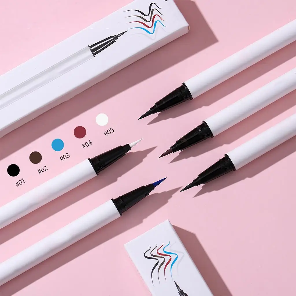 2xLiquid Eyeliner Punta de fibra larga y suave a prueba de sudor para mostrar maquillaje negro