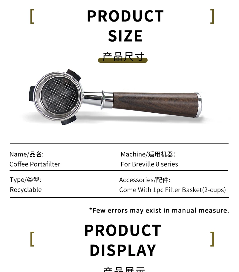54mm Kaffee-Bodenloser Siebträger Naked Fit für Breville Sage 870 878 879 Doppelauslauf Espressomaschinen-Zubehör Barista-Werkzeuge – Detail 6