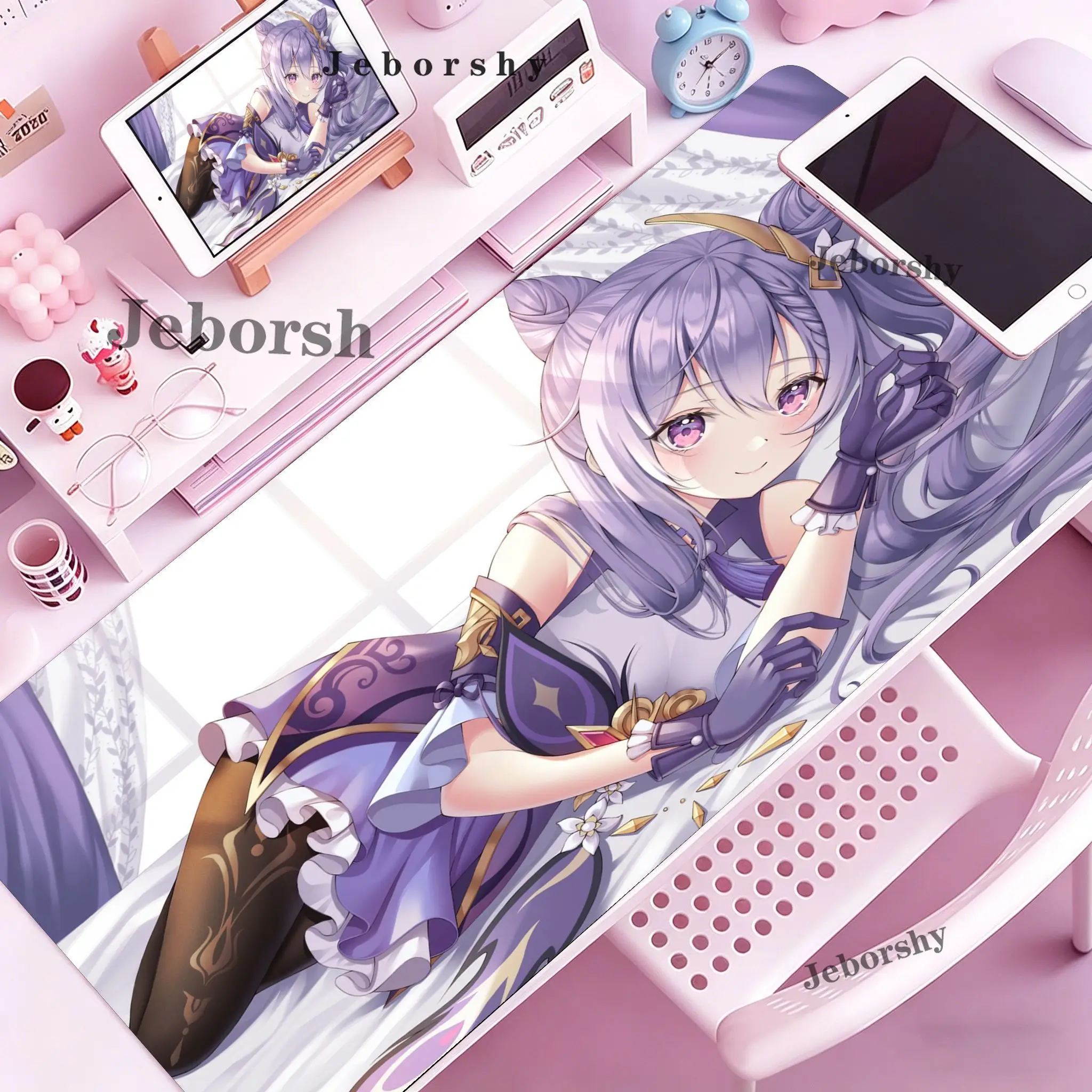 Genshin Impact Keqing Mousepad Large Gaming Mouse Pad LockEdge Thickened Computer Keyboard Table Desk Mat