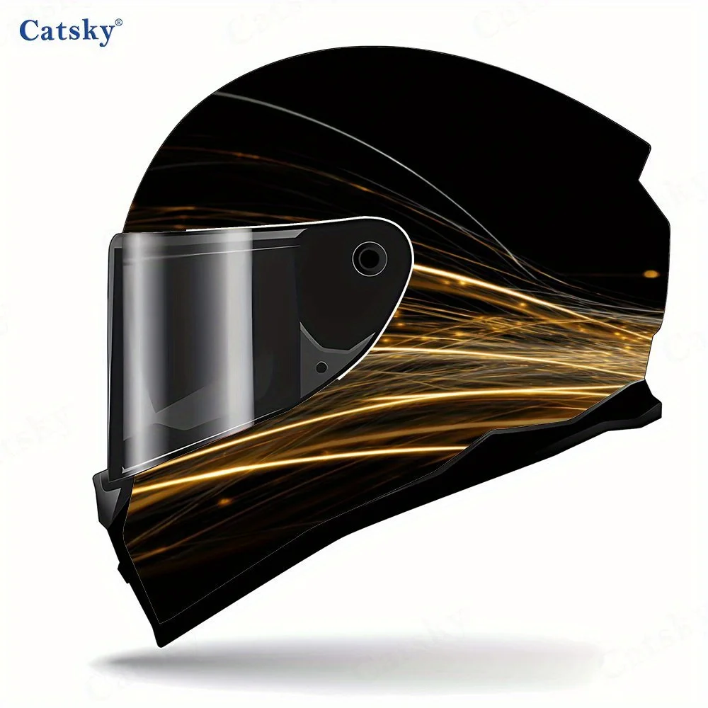 ملصق خوذة لكامل الوجه بتدفق ذهبي - PVC متين ومقاوم للماء، ملصق جمالي لخوذة السباق ذاتية اللصق، ملحقات الخوذة #3