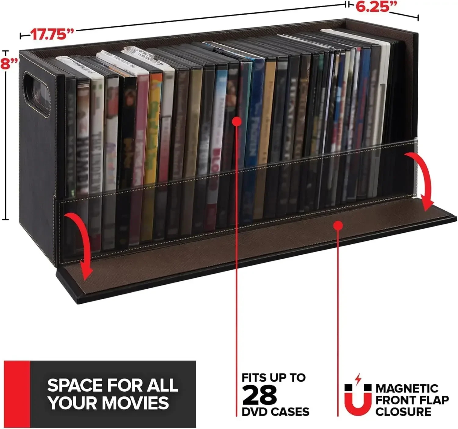 Stock Your Home DVD and CD Storage Box, Movie Shelf Organizer for Blu ray Video Game Cases CDs and VHS, Display Stand Holds up t