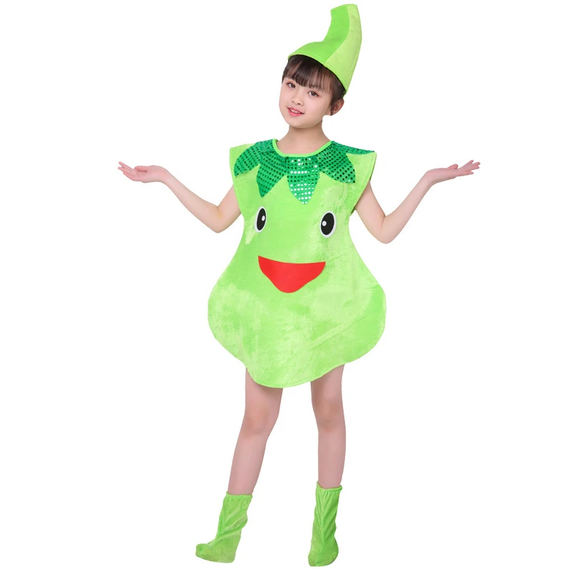 Disfraz de Cosplay de fresa, sandía, manzana, uva, plátano, fiesta mundial de plantas, frutas, ropa de rendimiento, vestido de baile de Anime para niños