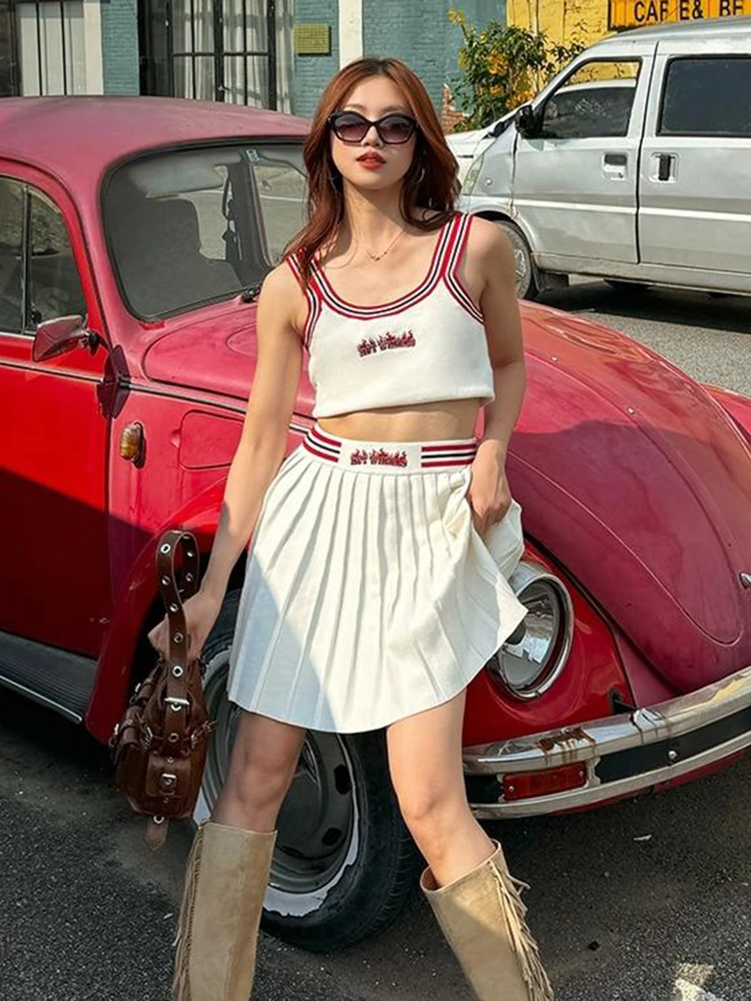 

MaSande Early Autumn Women's T-irt Strapl U-Ne Cotton Blend Letter Contrast Color Vest Top Faion Ladies' Wear