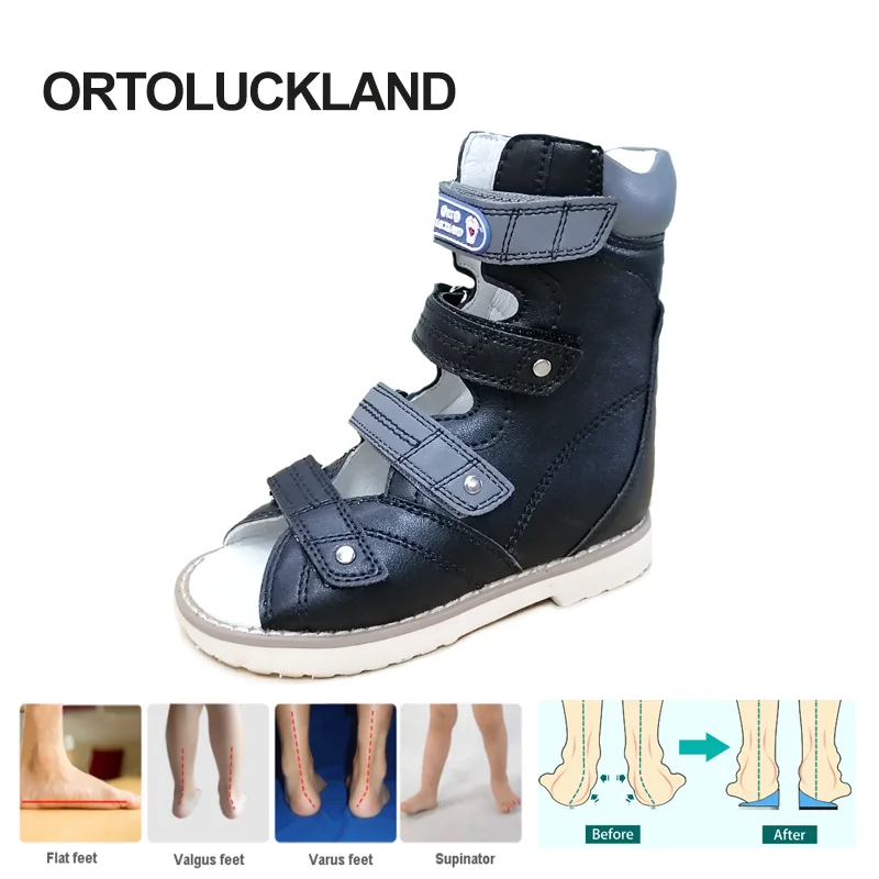 Ortoluckland Kid Girls Shoes Summer 2024 Orthopedic Sandals For Children Boys Toddlers High Top Clubfoot Arch Support Footwear