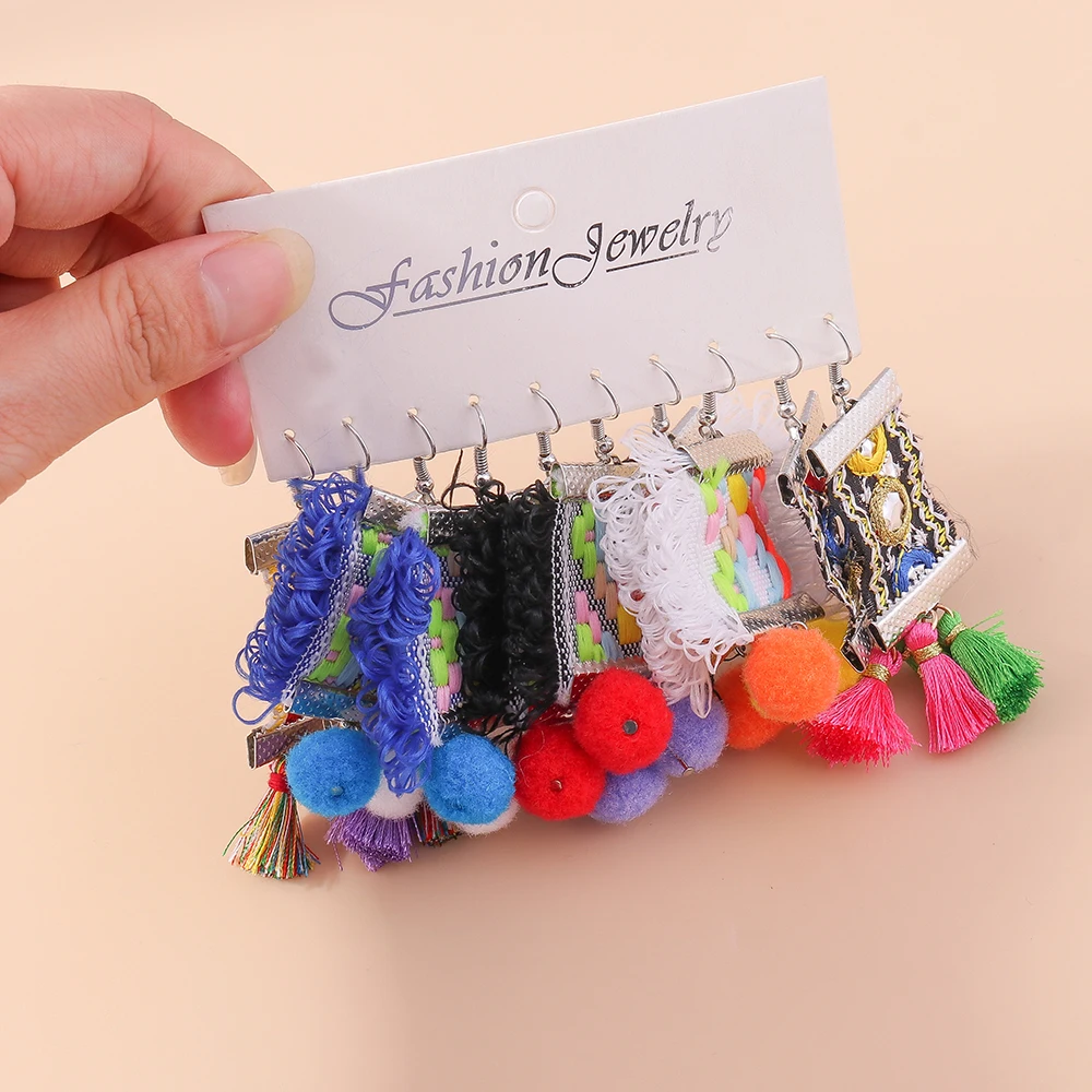 Aihua Niedliche gehäkelte Blumen-Ohrringe für Frauen und Mädchen, handgefertigt, Schmetterling, Schleife, flauschige Kugel-Ohrringe, Geburtstagsfeier, Schmuck, Geschenke – Detail 2