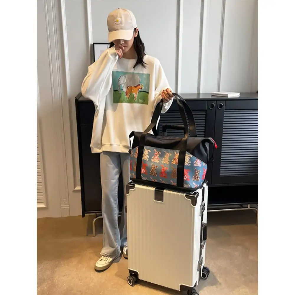 

Lightweight Travel Bag for Women ort Distance Bapaing Small Storage Bag Retro Sle Polyester Material Foldable with Ha...