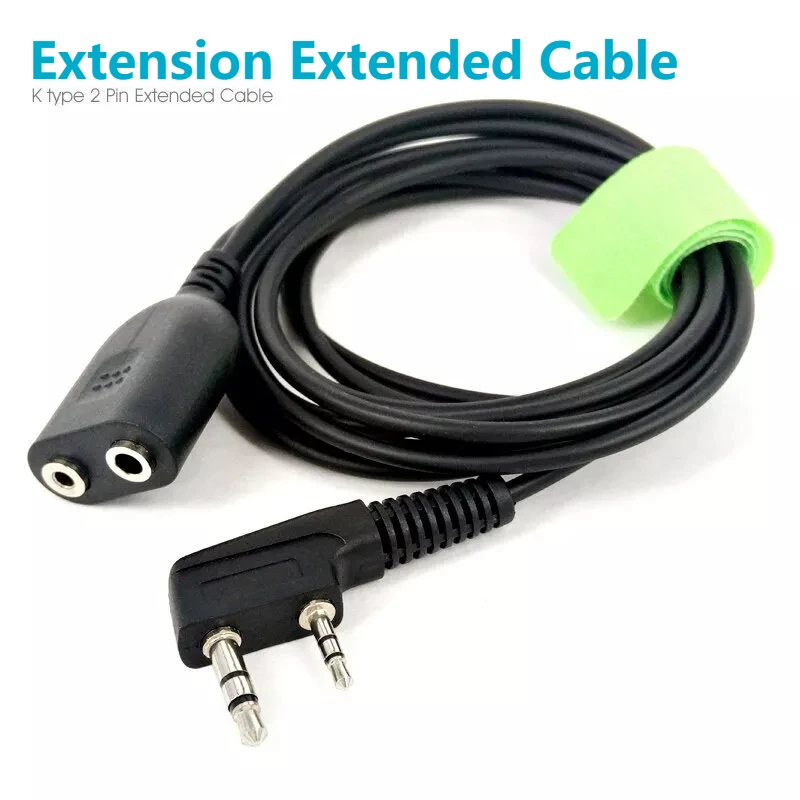 Cable de extensión extendido tipo K de 2M, Cable de altavoz, micrófono, auricular para Radio Kenwood BaoFeng UV-5R BF-888S de 2 pines