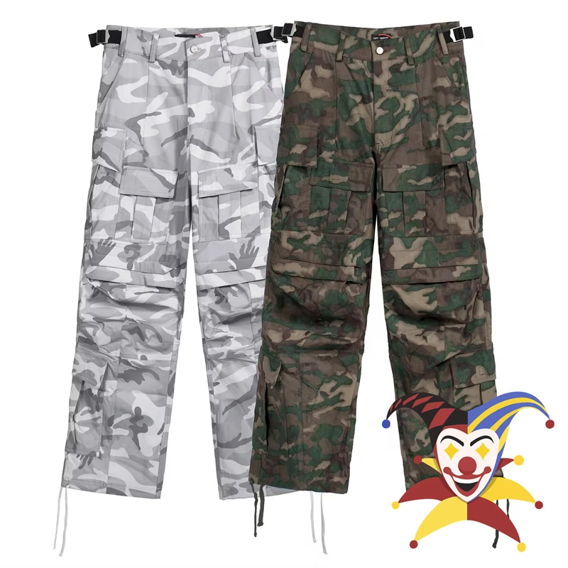 

Camouflage CAMO CARGO Workwear Pants Men Women Snow Camouflage Multi Pocket Jogger Drawstring Sweatpants