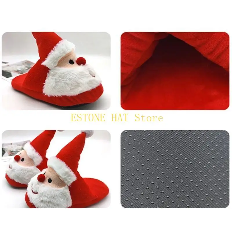 49mf Slippers Papai Noel Slippers inverno Sapatos caseiros externos para mulheres